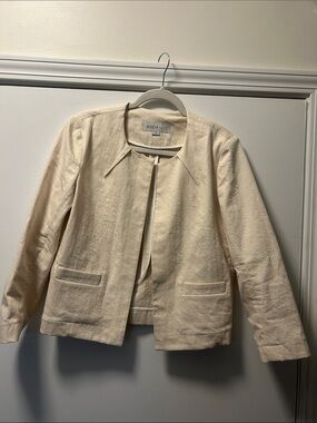 Serena & Lily Cream Collarless Linen Blend Blazer